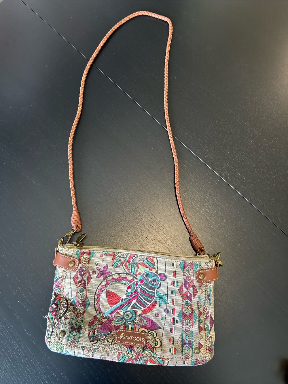 Sakroots Boho Owl Crossbody Canvas Purse Festival Folk Art Southwestern - Picture 5 of 13